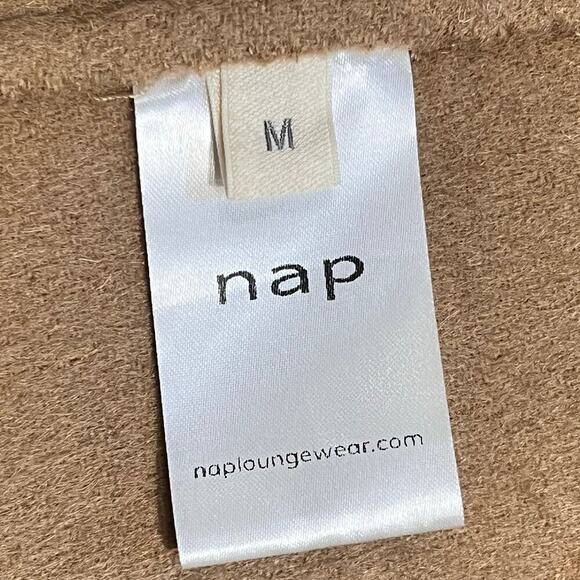 NAP Loungewear 100% Wool Double Face Hooded Coat Tan Size Med Heavy Soft Warm - Picture 3 of 6